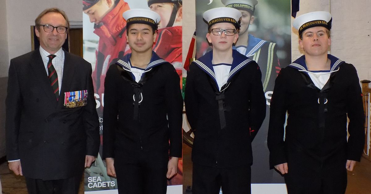 Colonel Tim Allen OBE with OC Jonathan, OC Theo , OC Louis