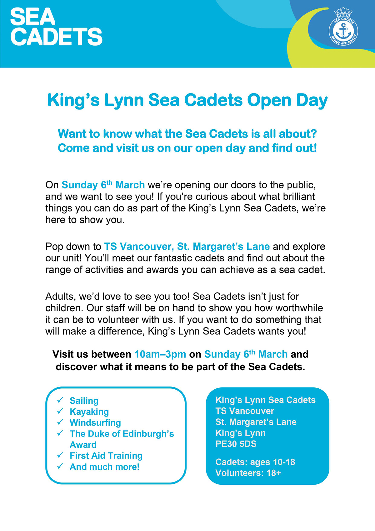 March 2022 Open Day Advert