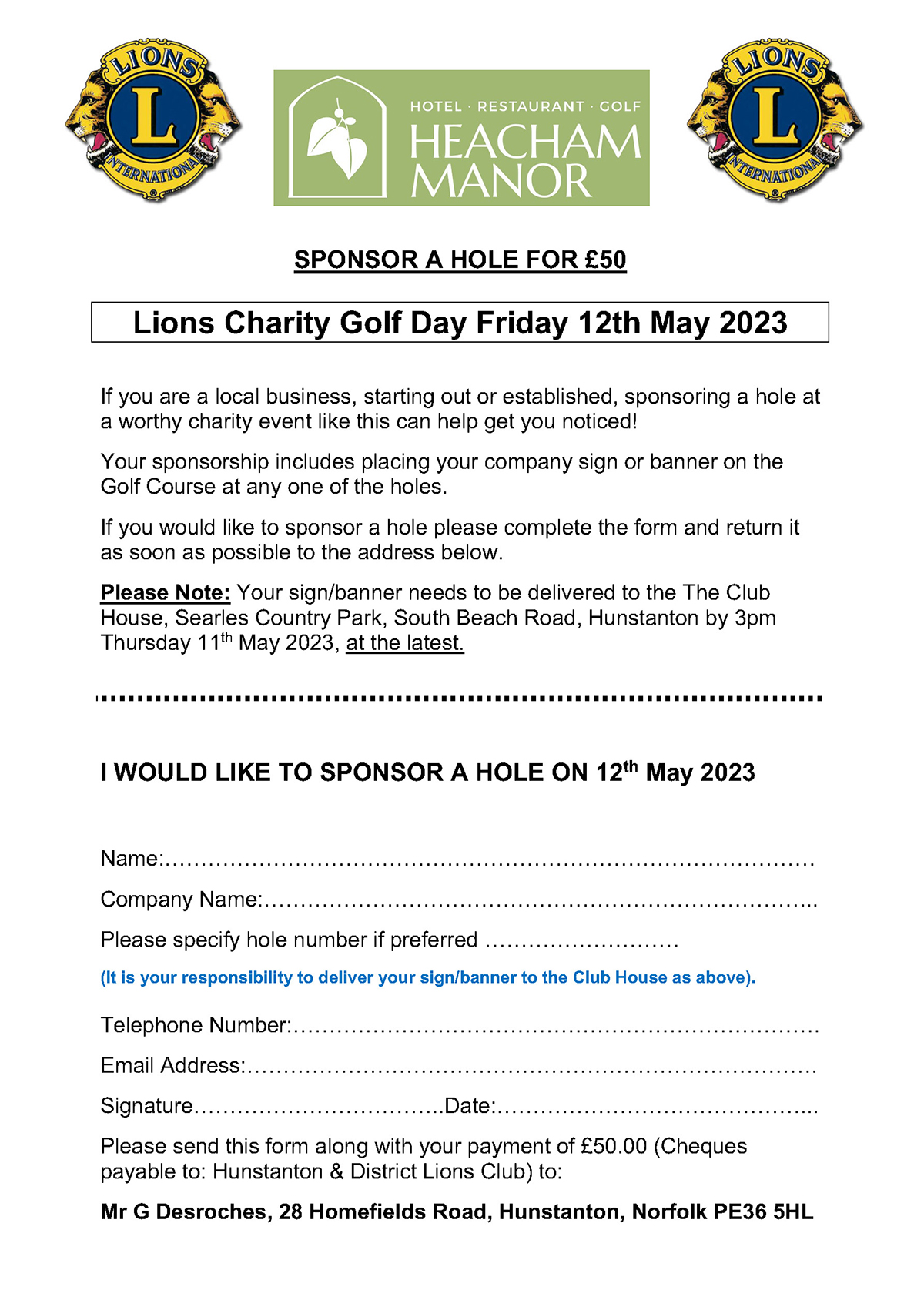 Sponsor a hole 2023