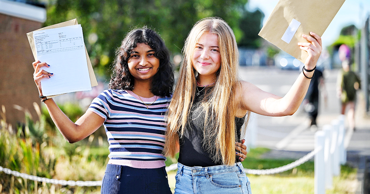 WEB Vinethmi Kulasinghe and Amelie Thompson celebrating their A Level results at Springwood