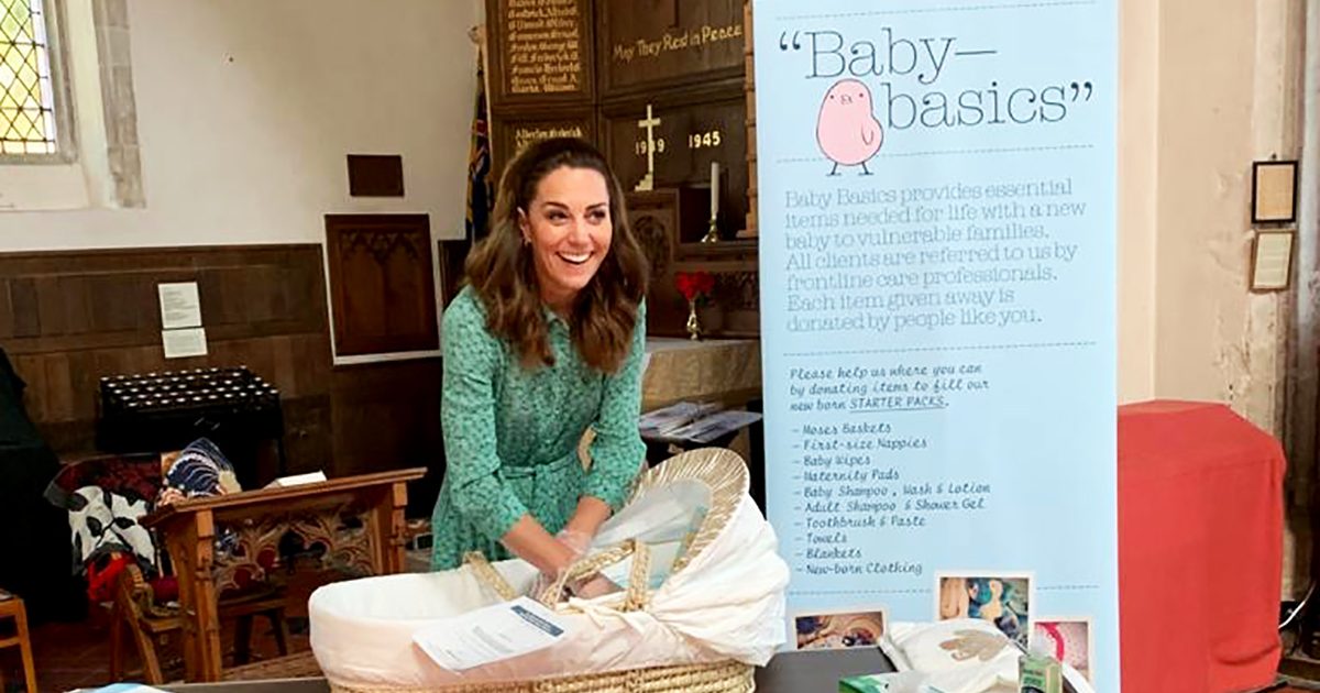 Duchess of Cambridge volunteers at Baby Basics West Norfolk in Dersingham