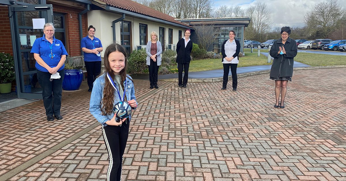 Evie completes her fundraising kick-a-thon in aid of The Norfolk Hospice