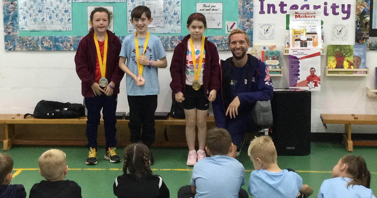 Gold medallist sprinter inspires Heacham pupils