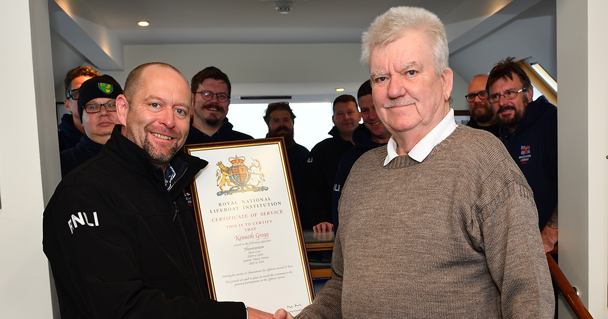 Award for shore crew member Ken