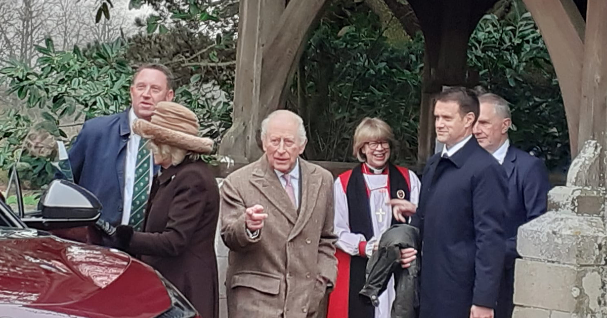 King and Queen attend church service in Wolferton