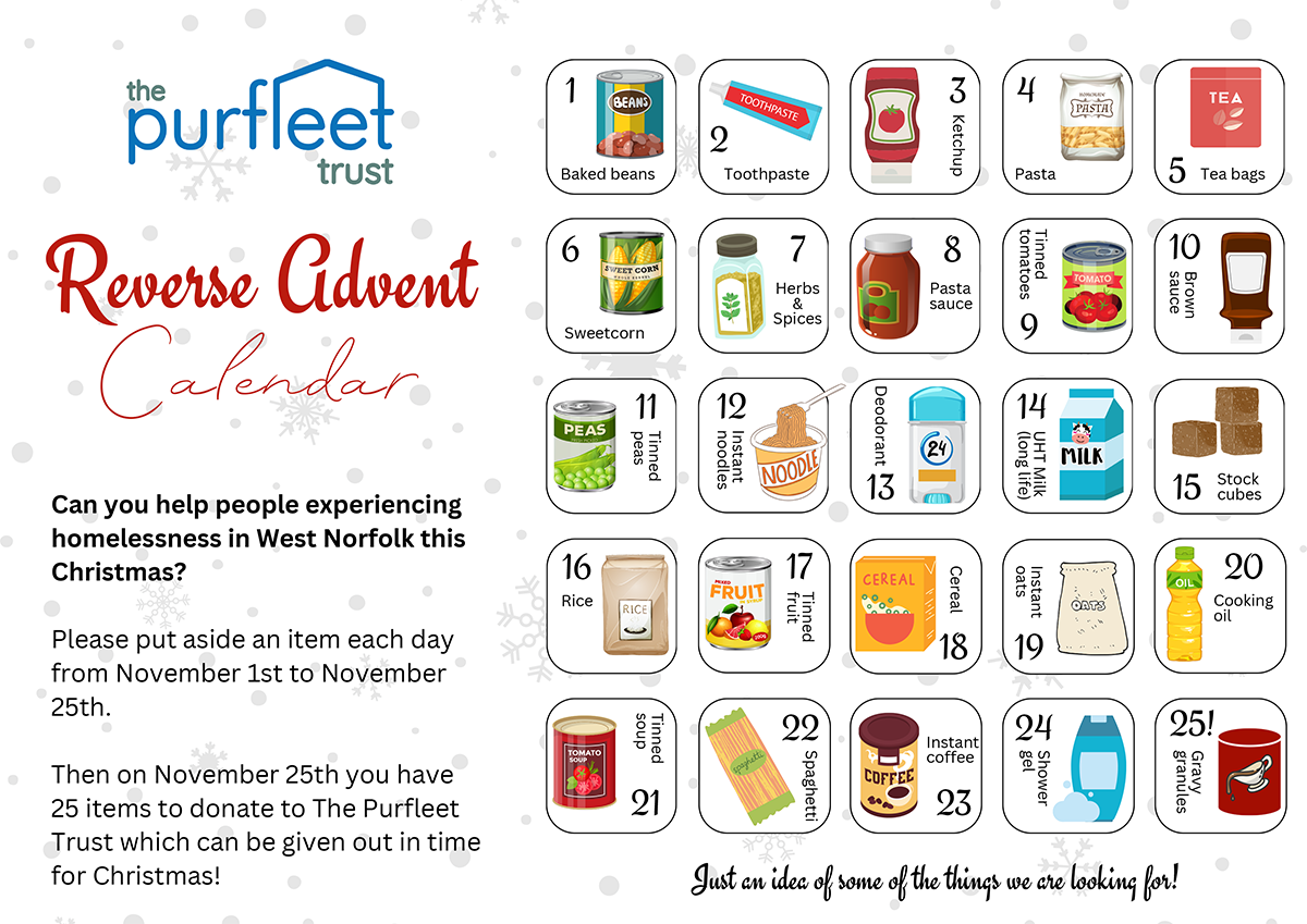 Could you support the Purfleet Trust this November with a Reverse Advent Calendar?