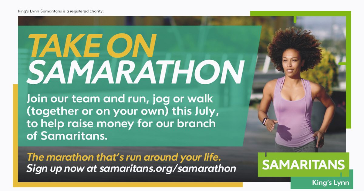 King’s Lynn Samaritans calling for local people to take on ‘Samarathon’ to raise vital funds during July