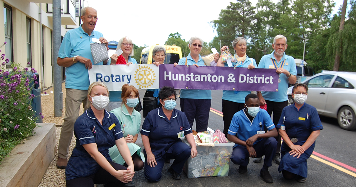 Rotary Club donates emergency toilet bags to the QEH