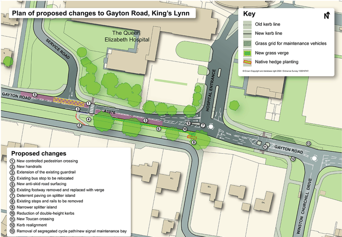 Proposals to improve the Queen Elizabeth II Hospital junction with Gayton Road