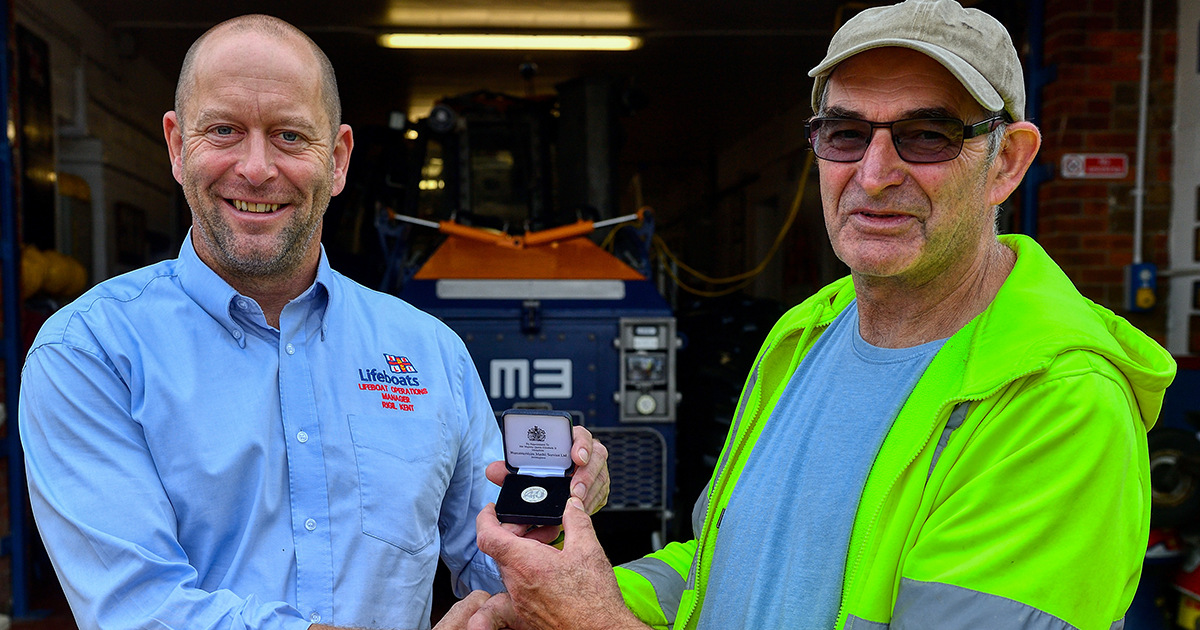 Long service medal for Hunstanton RNLI volunteer Vic Dade