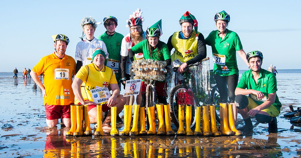 Swimmers brave the icy waters of the Wash on Christmas Day