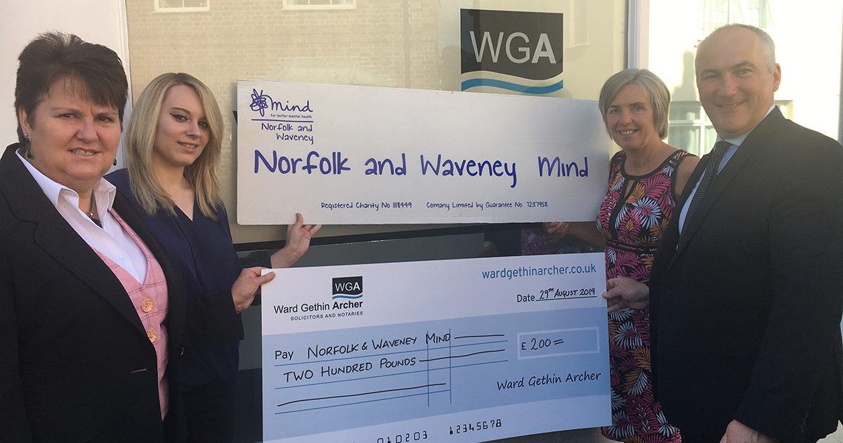 Ward Gethin Archer raise funds for Norfolk and Waveney Mind