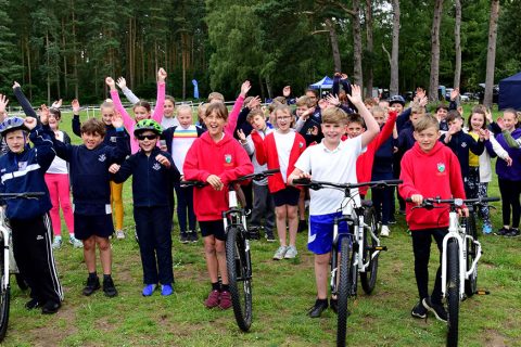 Local children get on their bikes for the British Cycling Championships