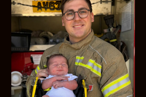 Fire crew help save the life of a team member's newborn son