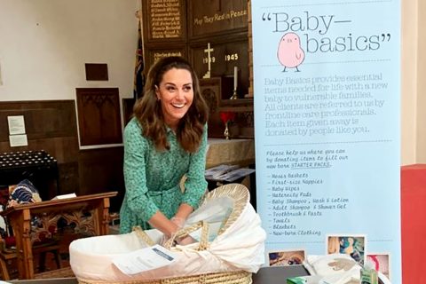 Duchess of Cambridge volunteers at Baby Basics West Norfolk in Dersingham