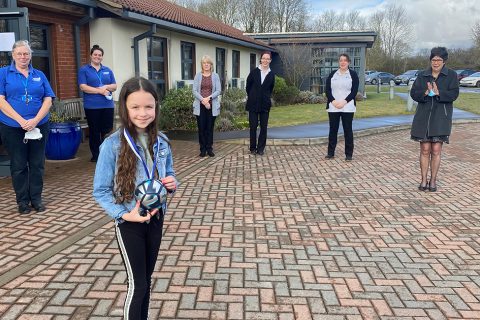 Evie completes her fundraising kick-a-thon in aid of The Norfolk Hospice