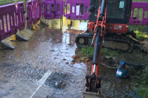 Burst water main on A149 at Sandringham