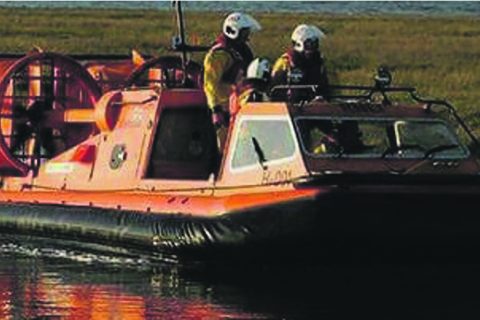 RNLI Hovercraft Volunteer Crew Rescue Stranded Walker on Scolthead Island