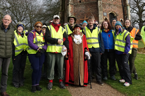 Pilgrims visit the Red Mount on their Easter Pilgrimage to Walsingham