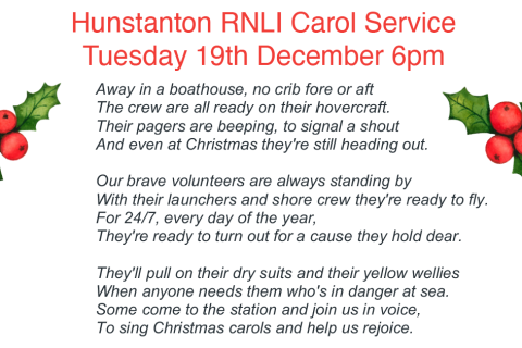 Away in a boathouse... Hunstanton RNLI staging festive carol service