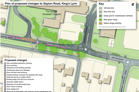 Proposals to improve the Queen Elizabeth II Hospital junction with Gayton Road