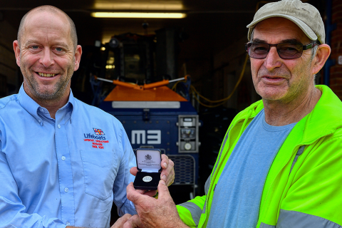 Long service medal for Hunstanton RNLI volunteer Vic Dade