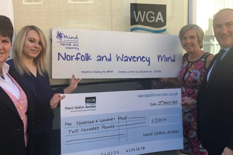 Ward Gethin Archer raise funds for Norfolk and Waveney Mind