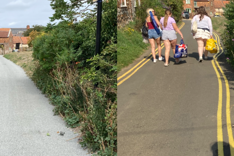 Will it 'draw a line under it'?  Wonky yellow lines in Old Hunstanton covered up